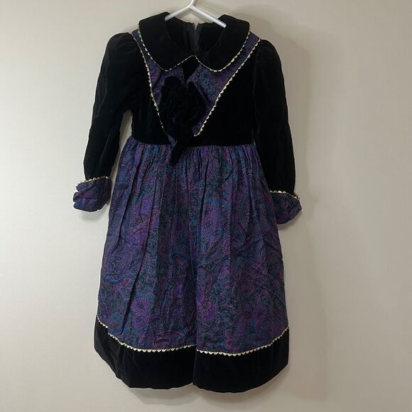 Vintage Daisy Kingdom Dress Black/Gold/Purple Size 4 - Picture 1 of 10